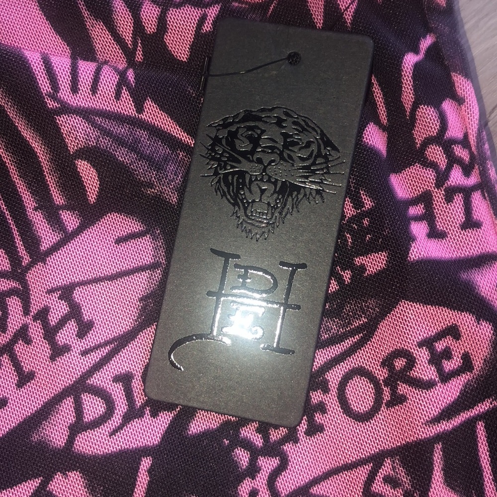 💀Ed Hardy “DEATH BEFORE DISHONOR “Logo Tube Top Dress  - Y2K Size -Large - Picture 8 of 9
